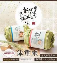 画像をギャラリービューアに読み込む, 両親贈答用 俵型体重米(2個)写真あり