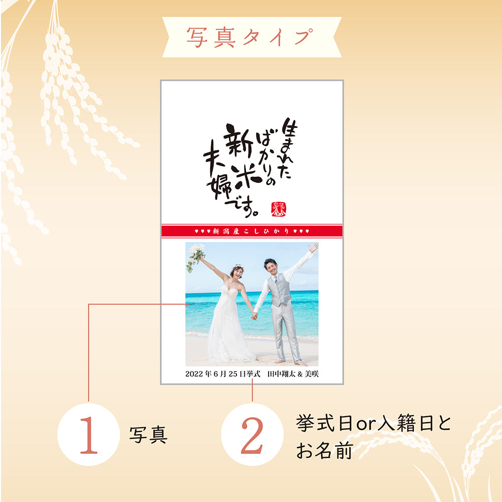 結婚内祝い 【こしひかり300gプチギフト】名入れ・写真入れギフト